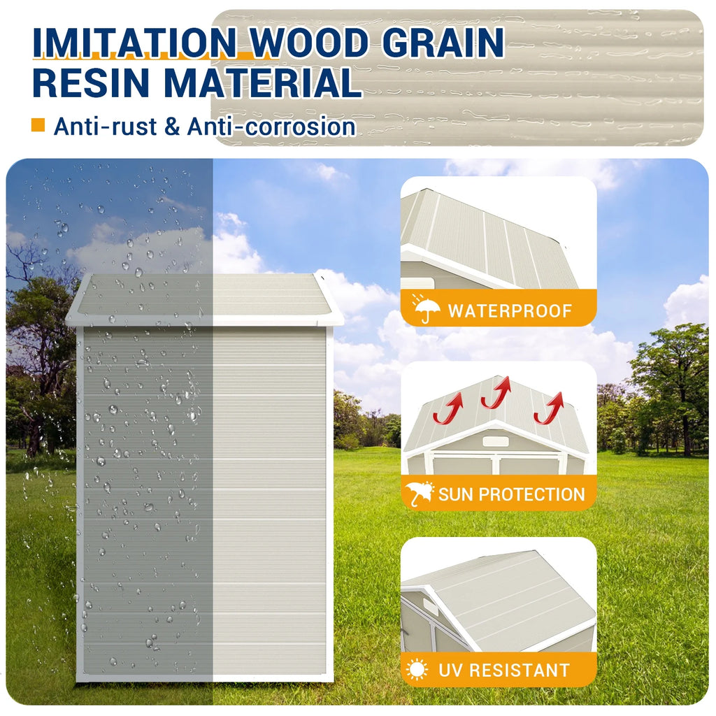 6x4.5 FT Resin Outdoor Storage Shed with Lockable Door E912