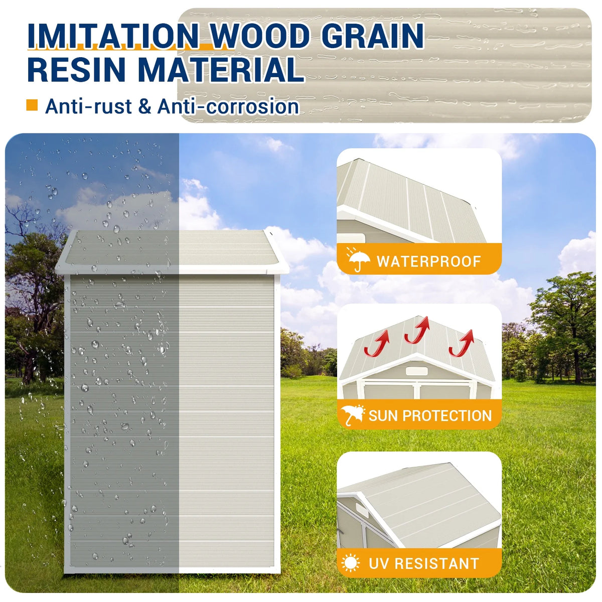 6x4.5 FT Resin Outdoor Storage Shed with Lockable Door E912