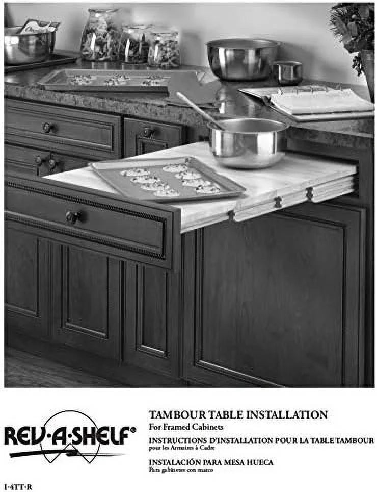 31.75" Pull Out Tambour Table Counter Extension Top Maple Wood E2437