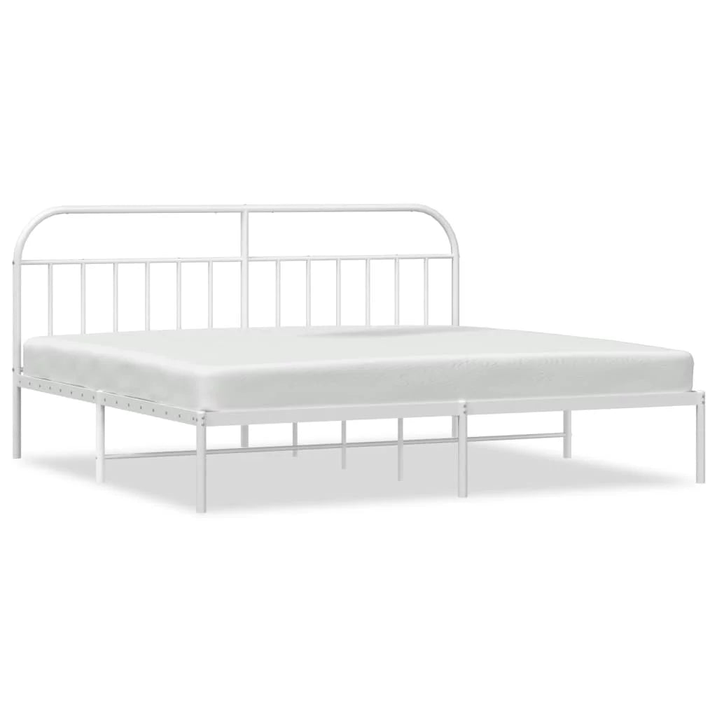 Metal Bed Frame with Headboard White C9866