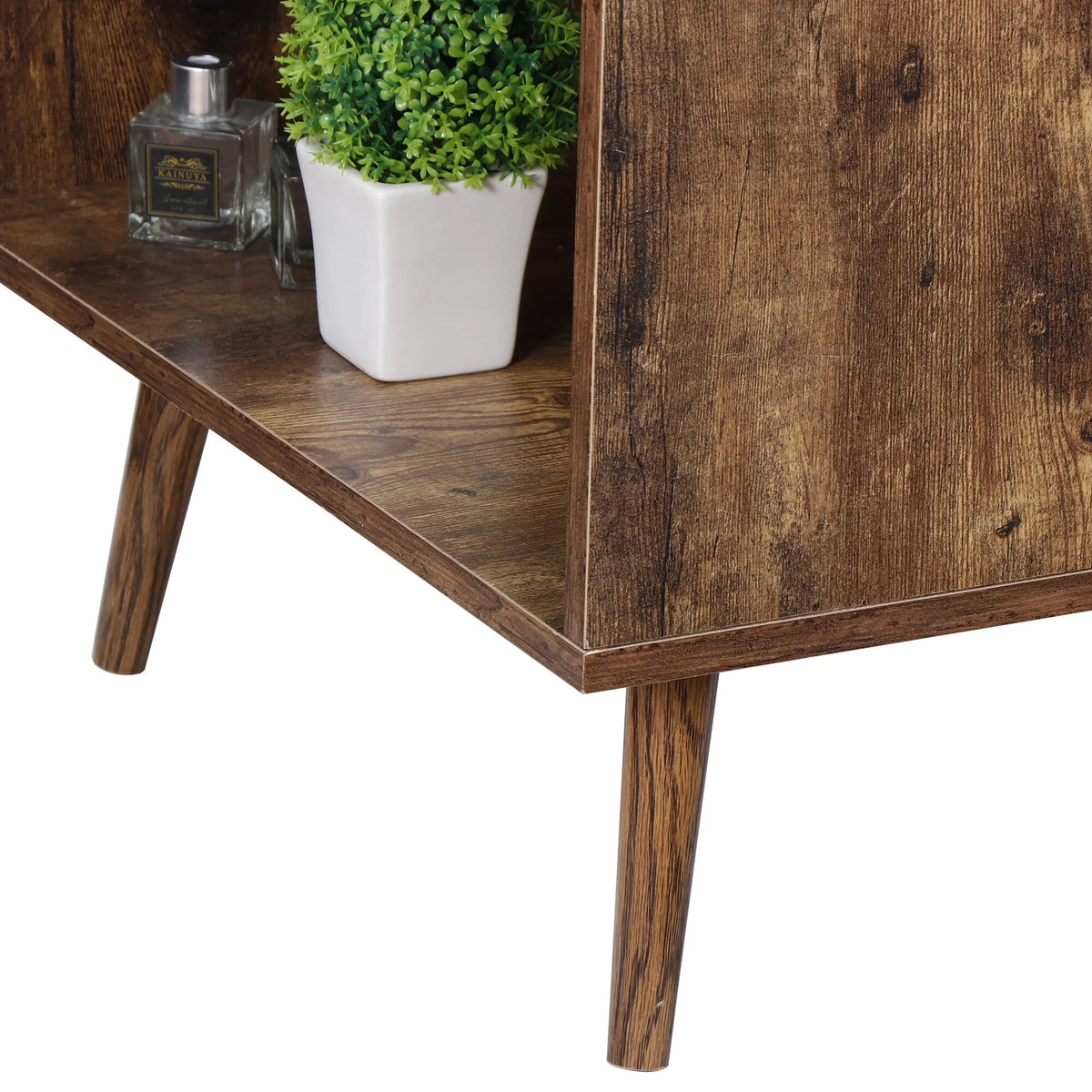 Brown Wood Frame Coffee Table with Storage Shelf Y50033