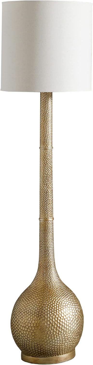 Hammered Metal Floor Lamp with Linen Shade P743
