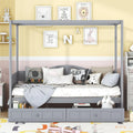 Gray Wood Canopy Bed with Storage and 2 Drawers U503909
