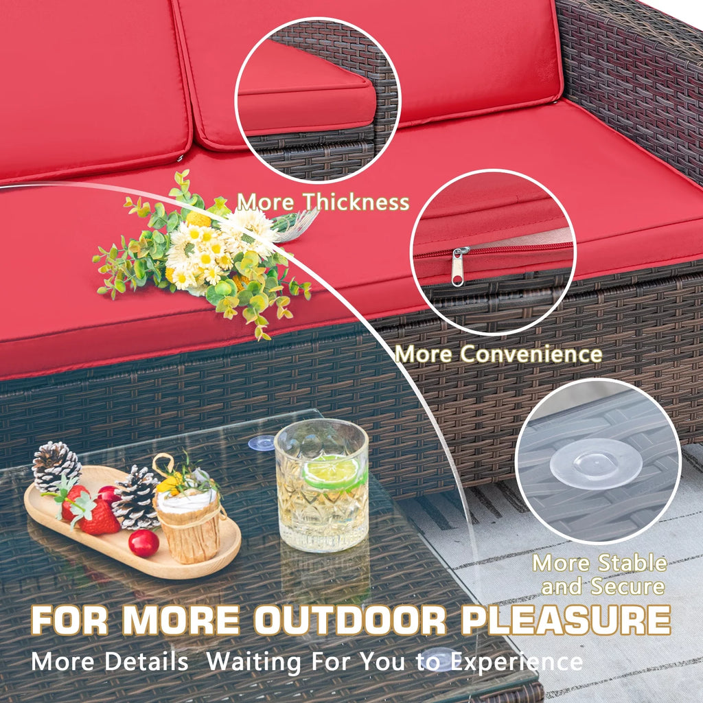 4 Pieces Rattan Wicker Patio Conversation Sofa Set L66752