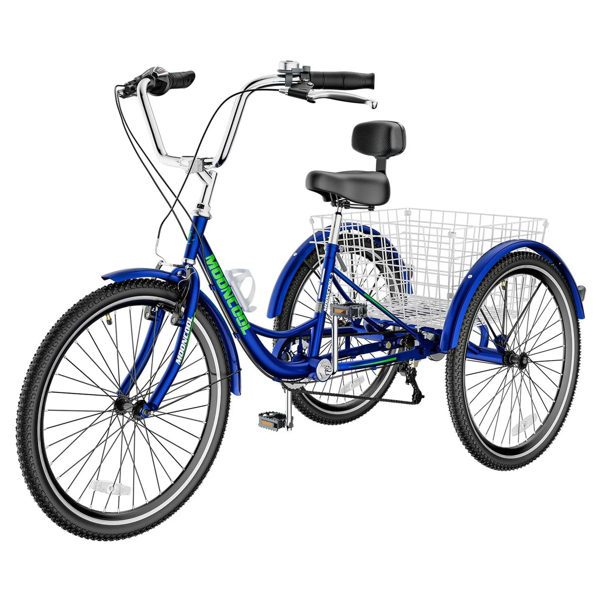 Cyan 26 inch 7-Speed Adult Tricycle with Basket C549