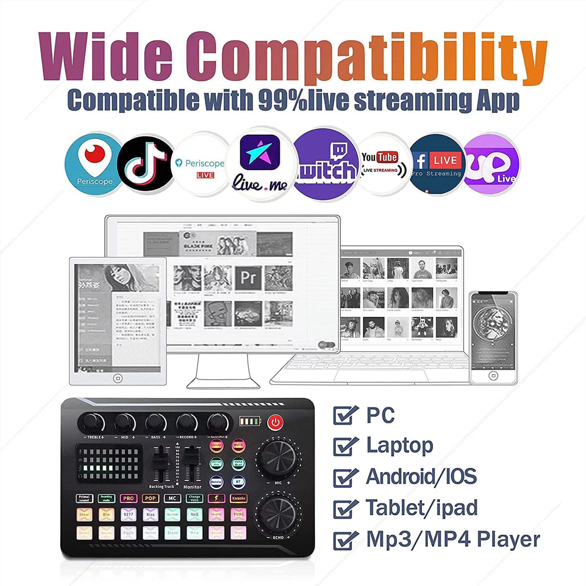 Condenser Microphone with Tripod Stand and Audio Mixer L26323