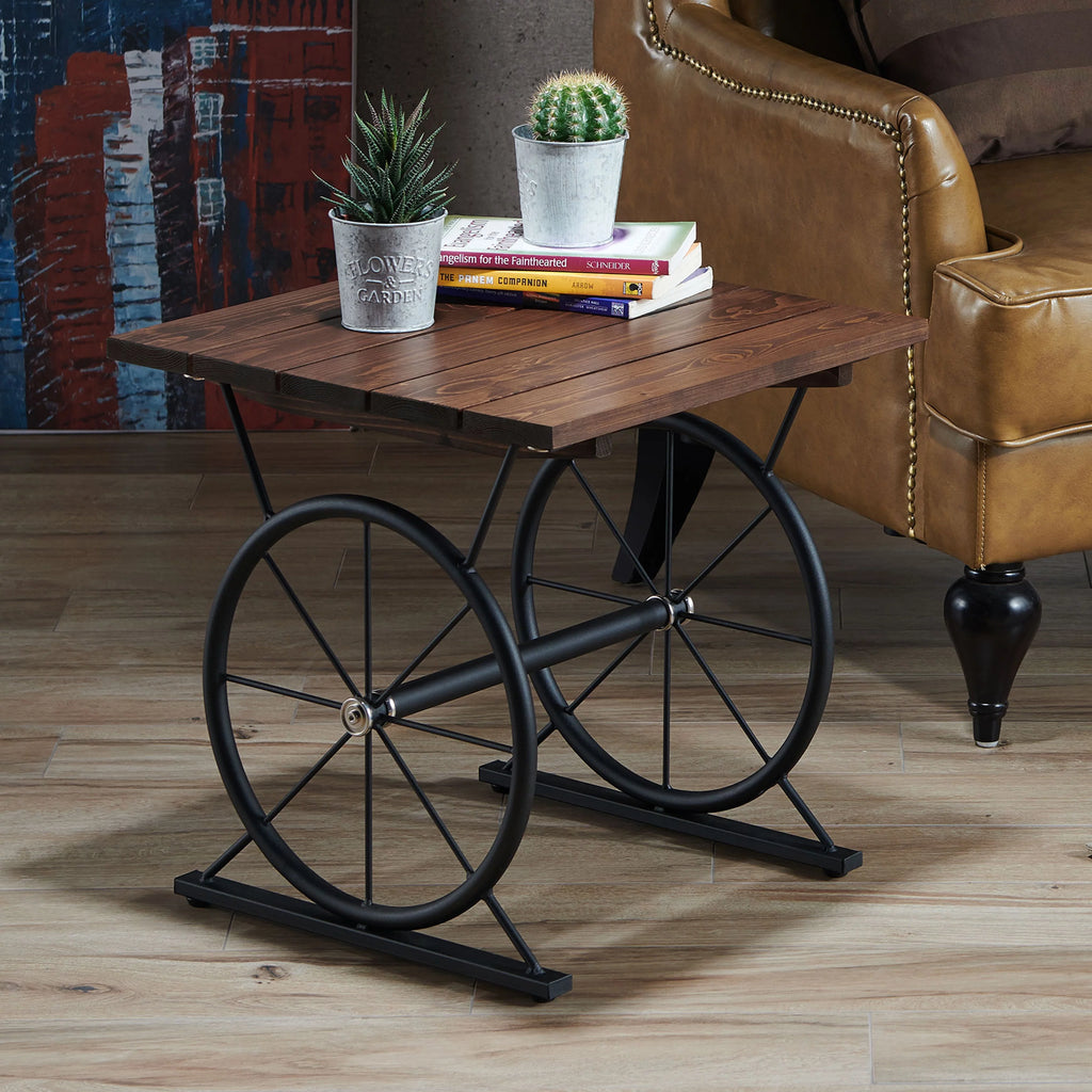19-inch Metal Wheel Side Table E578