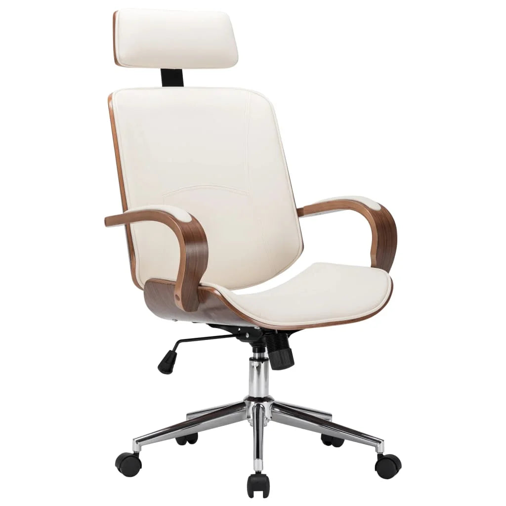 Cream Faux Leather Bentwood Swivel Office Chair D836840