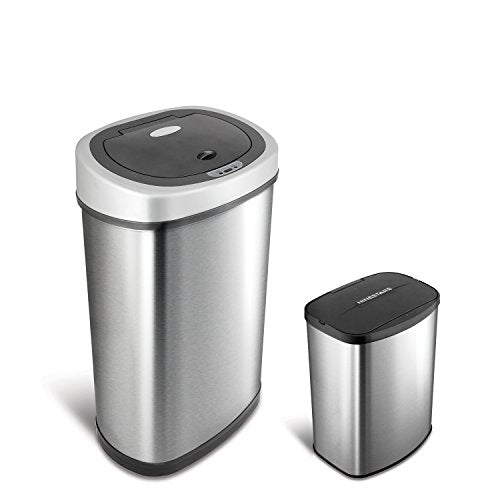 Automatic Touchless Infrared Motion Sensor Trash Can Combo Set, 13 Gal & 2 Gal Stainless Steel Y804227