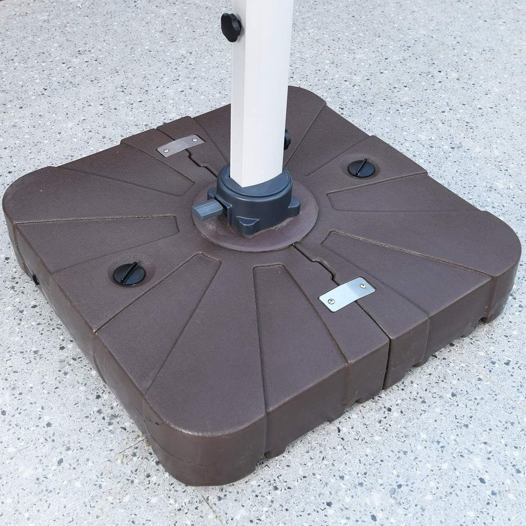 10 FT Square Cantilever Umbrella with Solar LED Lights and Cross Base, Beige Q42203