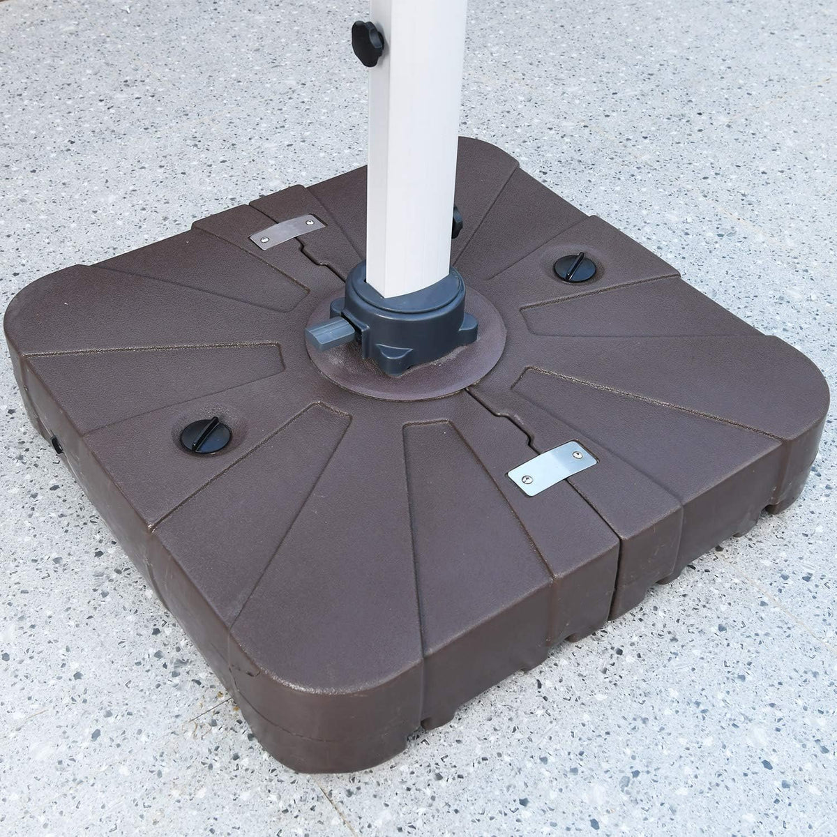 10 FT Square Cantilever Umbrella with Solar LED Lights and Cross Base, Beige Q42203