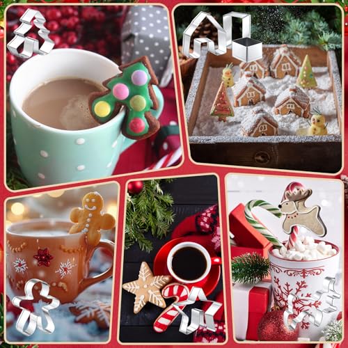 7 Pcs Stainless Steel Christmas Mug Topper Cookie Cutters U468219