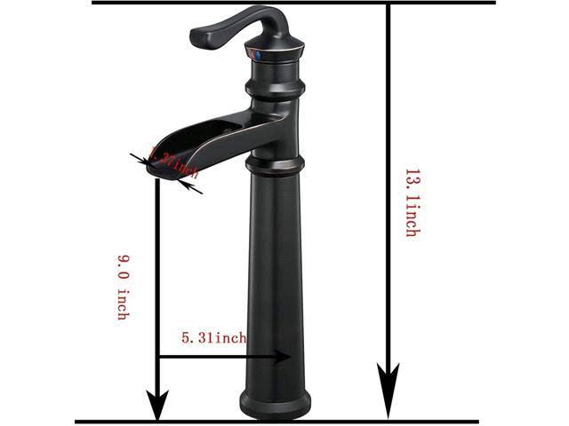 Tall Oil Rubbed Bronze Waterfall Vessel Sink Faucet with Pop Up Drain H108247