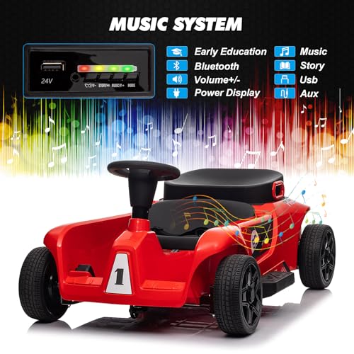 2-Seater Kids Ride On Car Go Kart with Remote Control, 3 Speeds, Red Y432