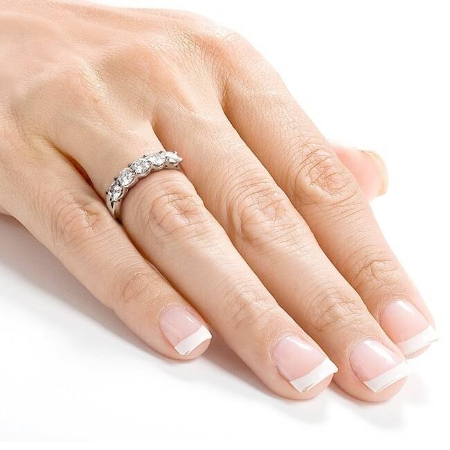 4/5 Carat Round Brilliant Near Colorless Moissanite Bridal Wedding Band 14K White Gold A760