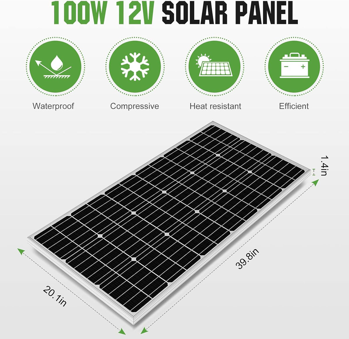 100 Watt 12 Volt Solar Panel Kit with Charge Controller and Mounting Brackets K9597