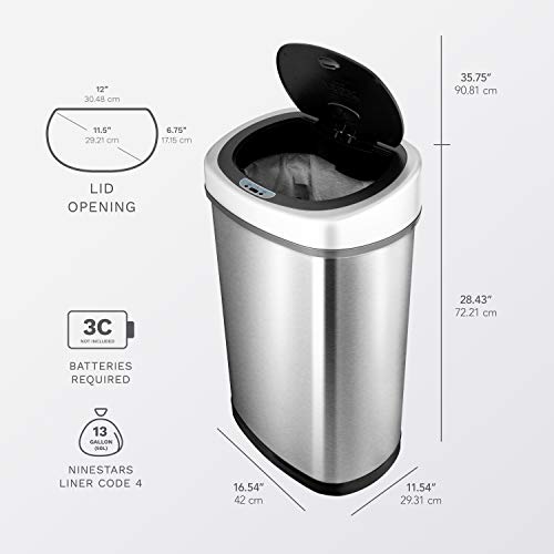 Automatic Touchless Infrared Motion Sensor Trash Can Combo Set, 13 Gal & 2 Gal Stainless Steel Y804227