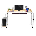 Wood Height Adjustable Mobile Computer Desk with Wheels M876421