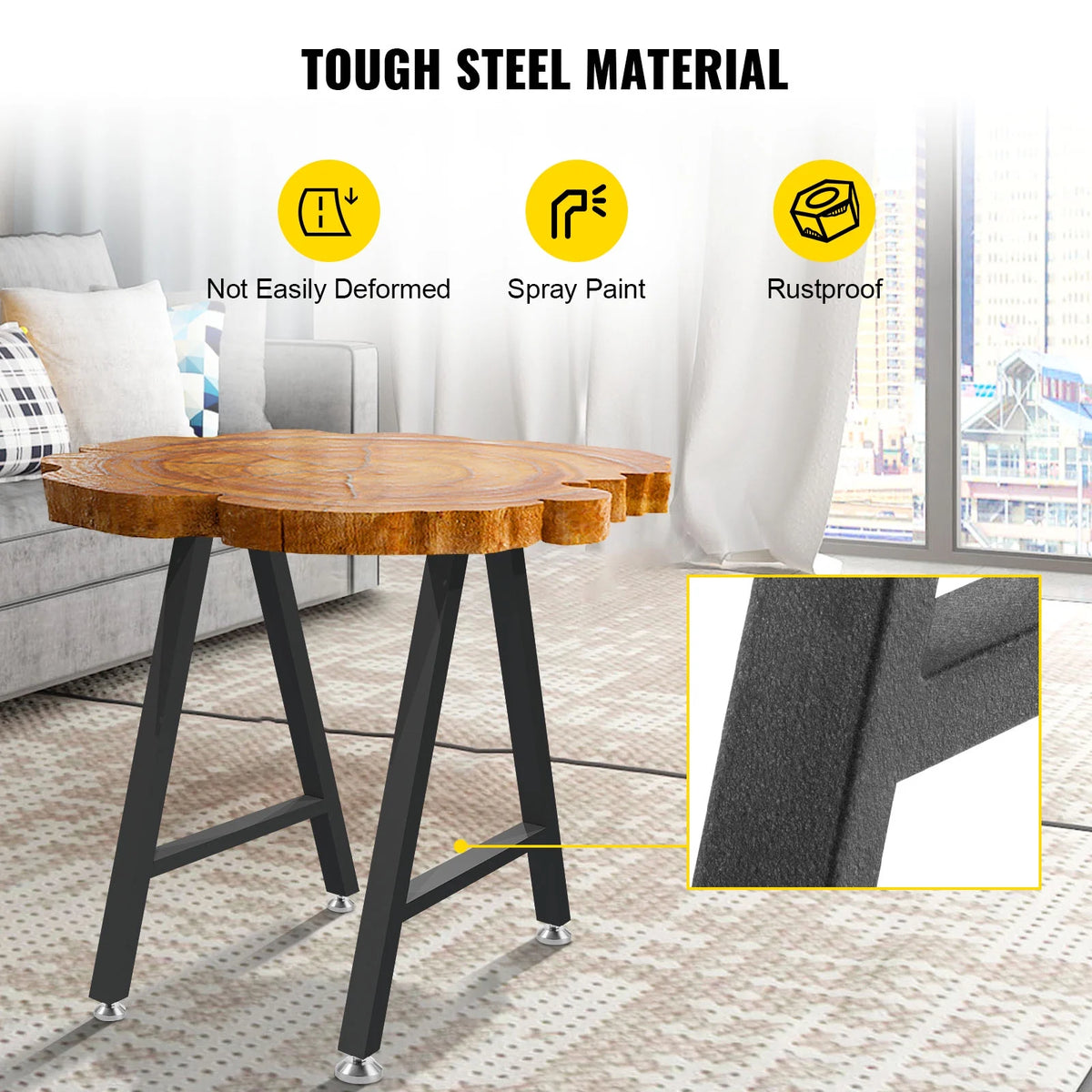 28 x 17.7 inch Black Metal Table Legs Set of 2 G6280