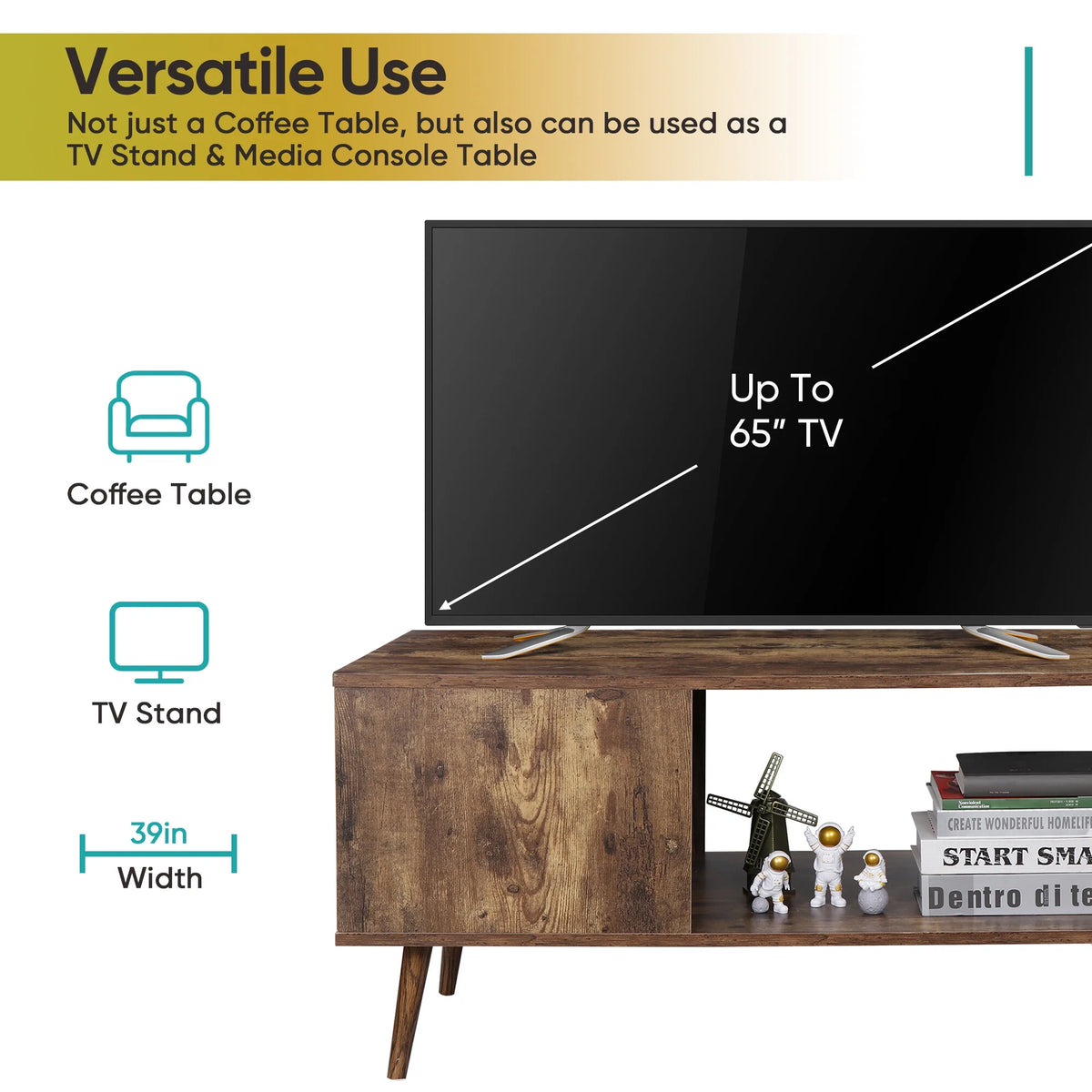 Brown Wood Frame Coffee Table with Storage Shelf Y50033