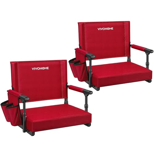 Portable Bleacher Chairs with Cup Holder and Shoulder Strap, 2 Pack F2828