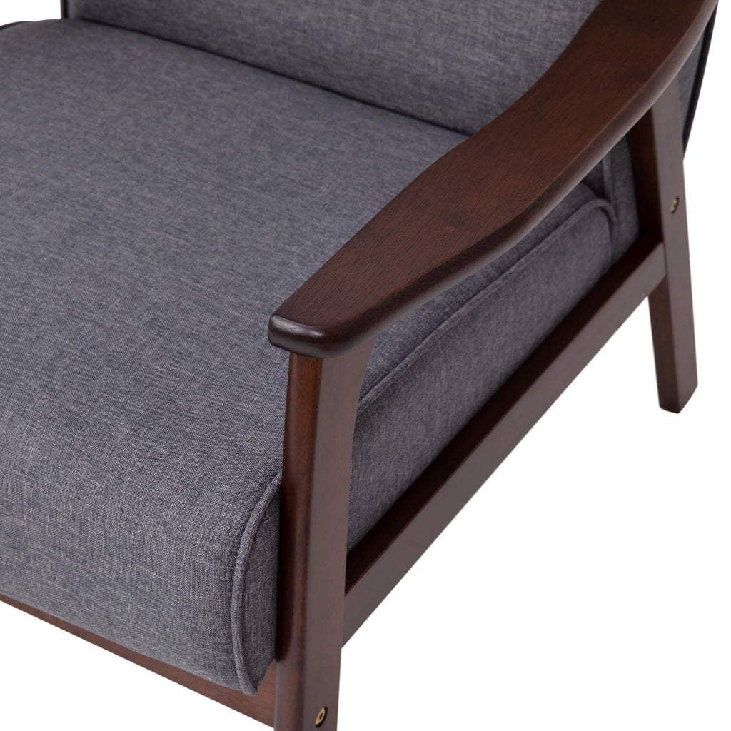 Dark Gray Faux Linen Living Room Chair P7681