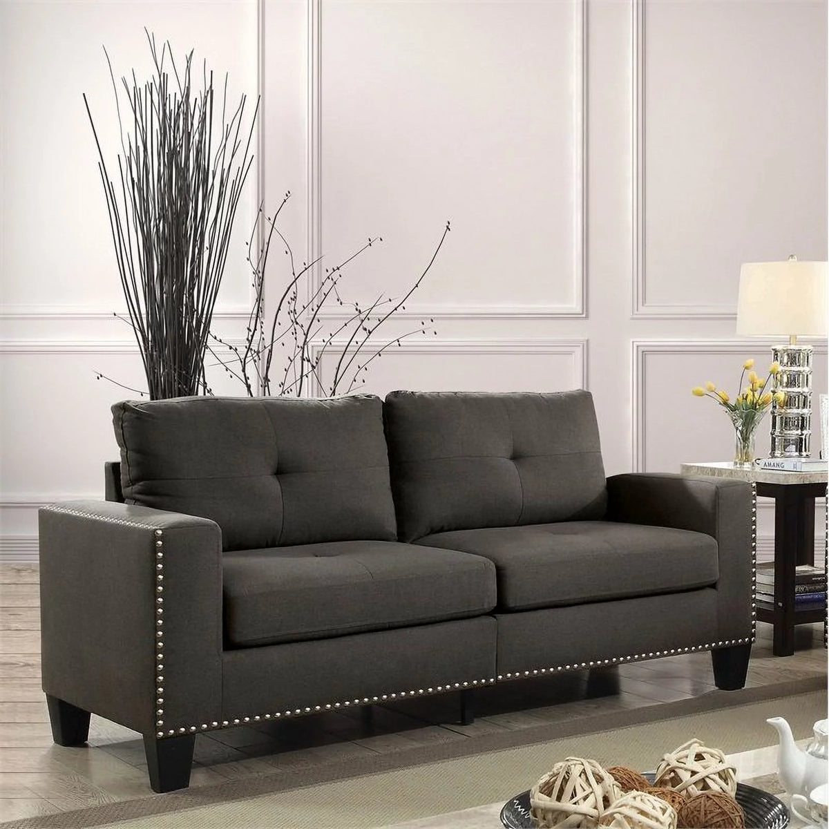 Gray Fabric 2-Piece Sofa Set N590656