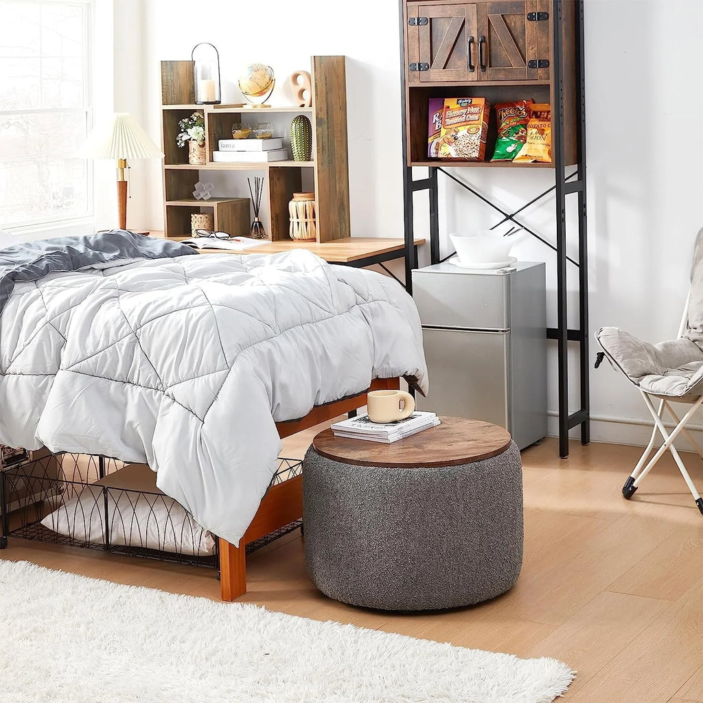 Storage Table Ottoman Gray White I238301