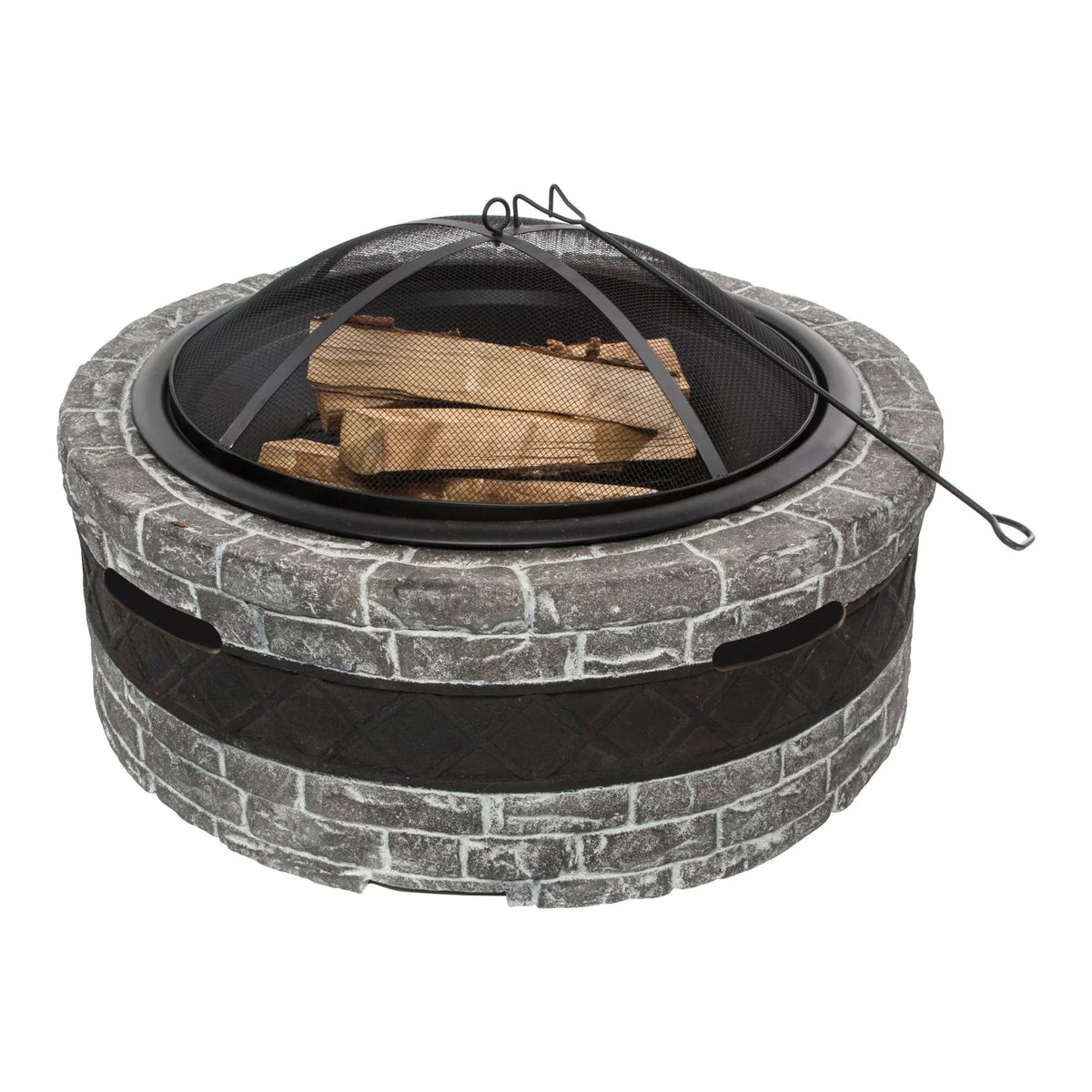 Wood Burning Fire Pit with Dome Screen & Poker Y86720