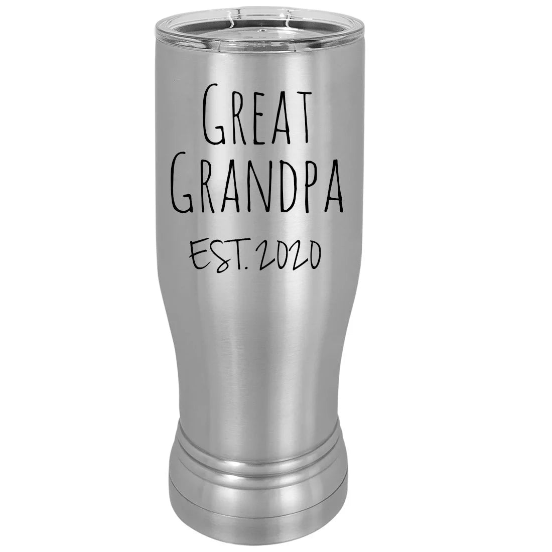 20 oz Silver Stainless Steel Insulated Pilsner Mug with Lid B2437