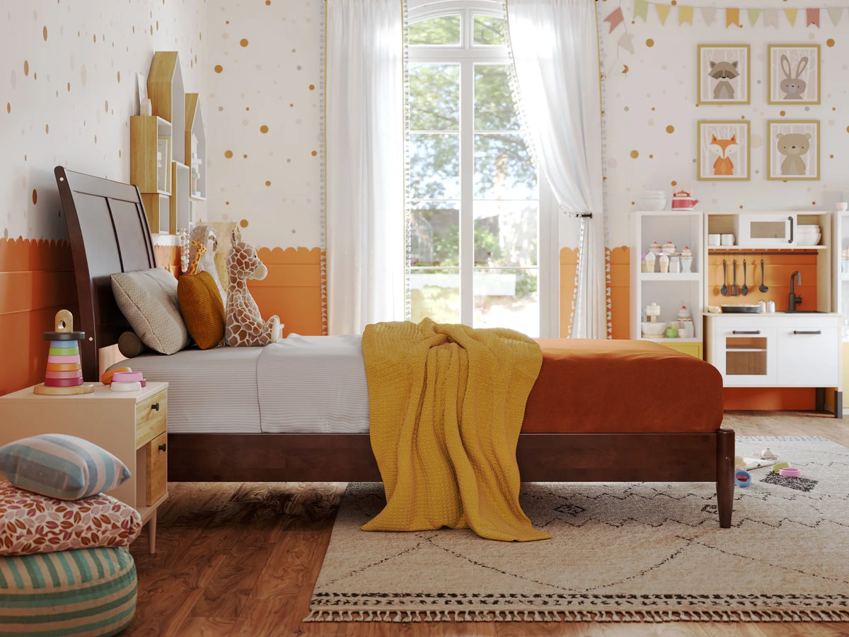 Twin Solid Wood Sleigh Platform Bed M18100