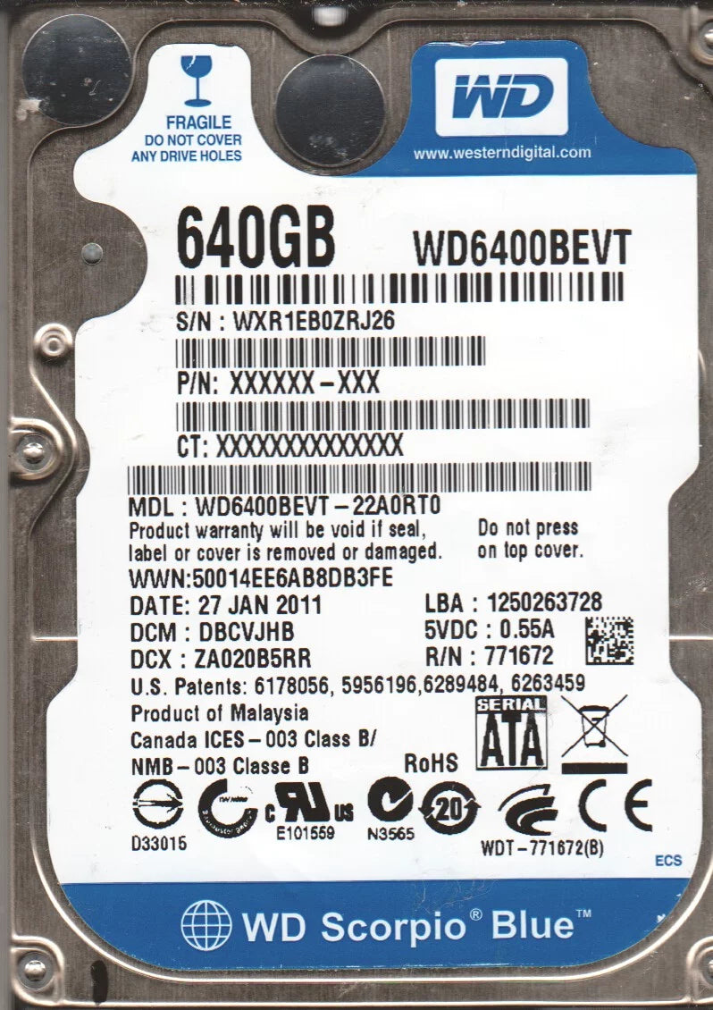 640GB SATA 2.5 Hard Drive Y511