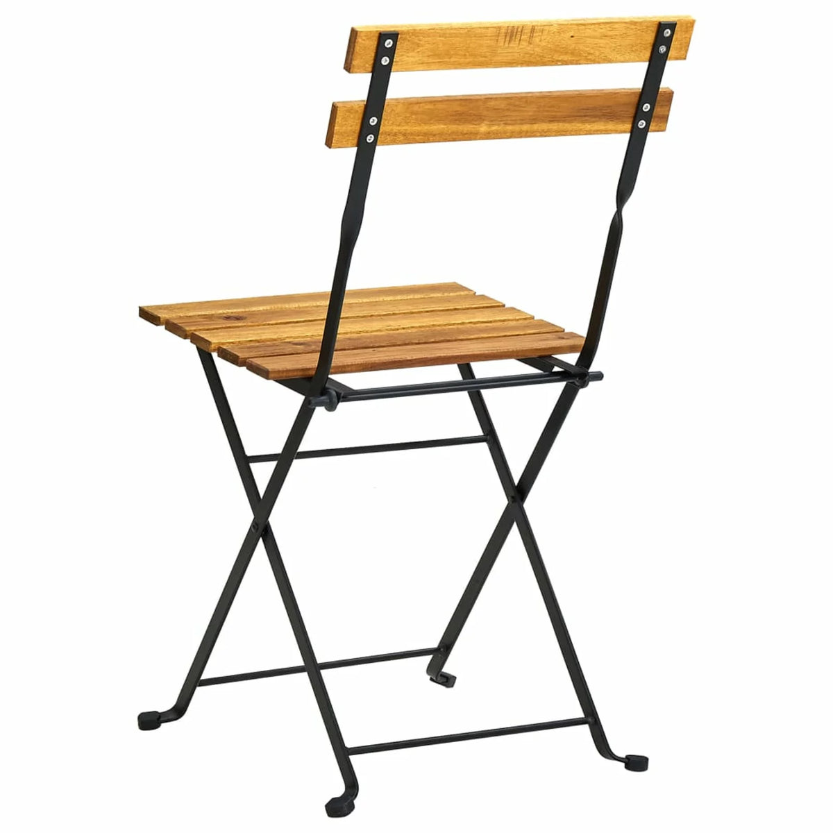 3 Piece Folding Bistro Set Acacia Wood Tabletop Steel Frame V57122