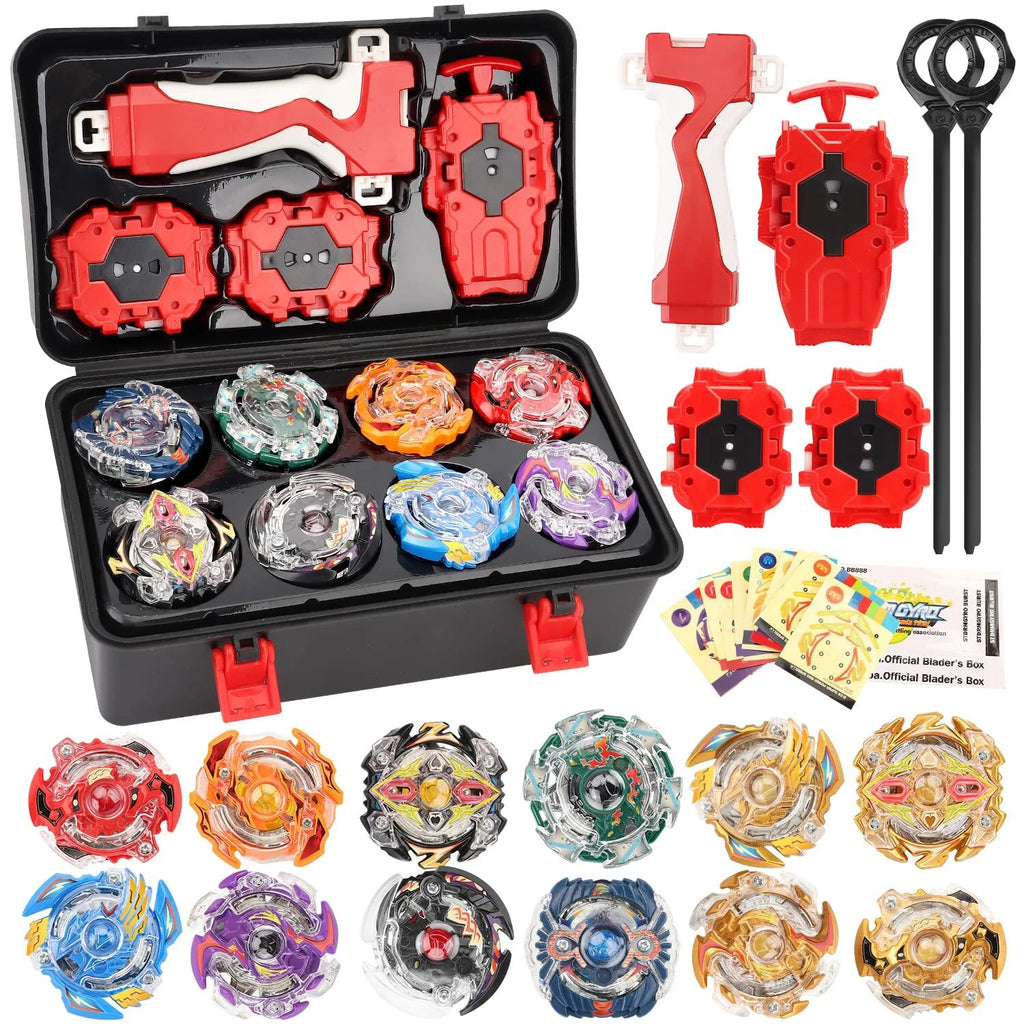 Bey Battling Top Burst Gyro Toy Set, 12 Spinning Tops 3 Launchers 1 Grip M370
