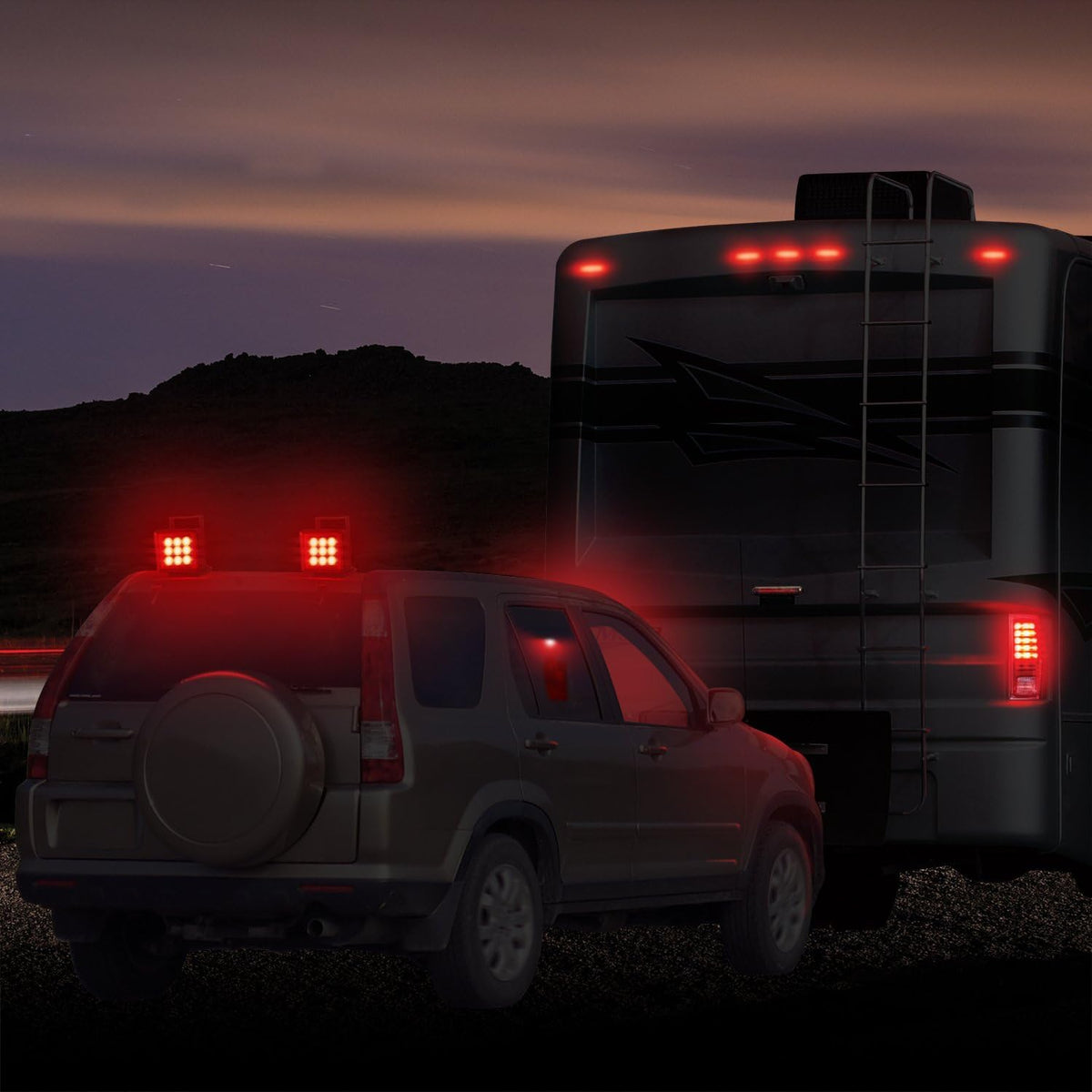 Wireless Trailer Red LED Light Kit with Magnetic Base N73581