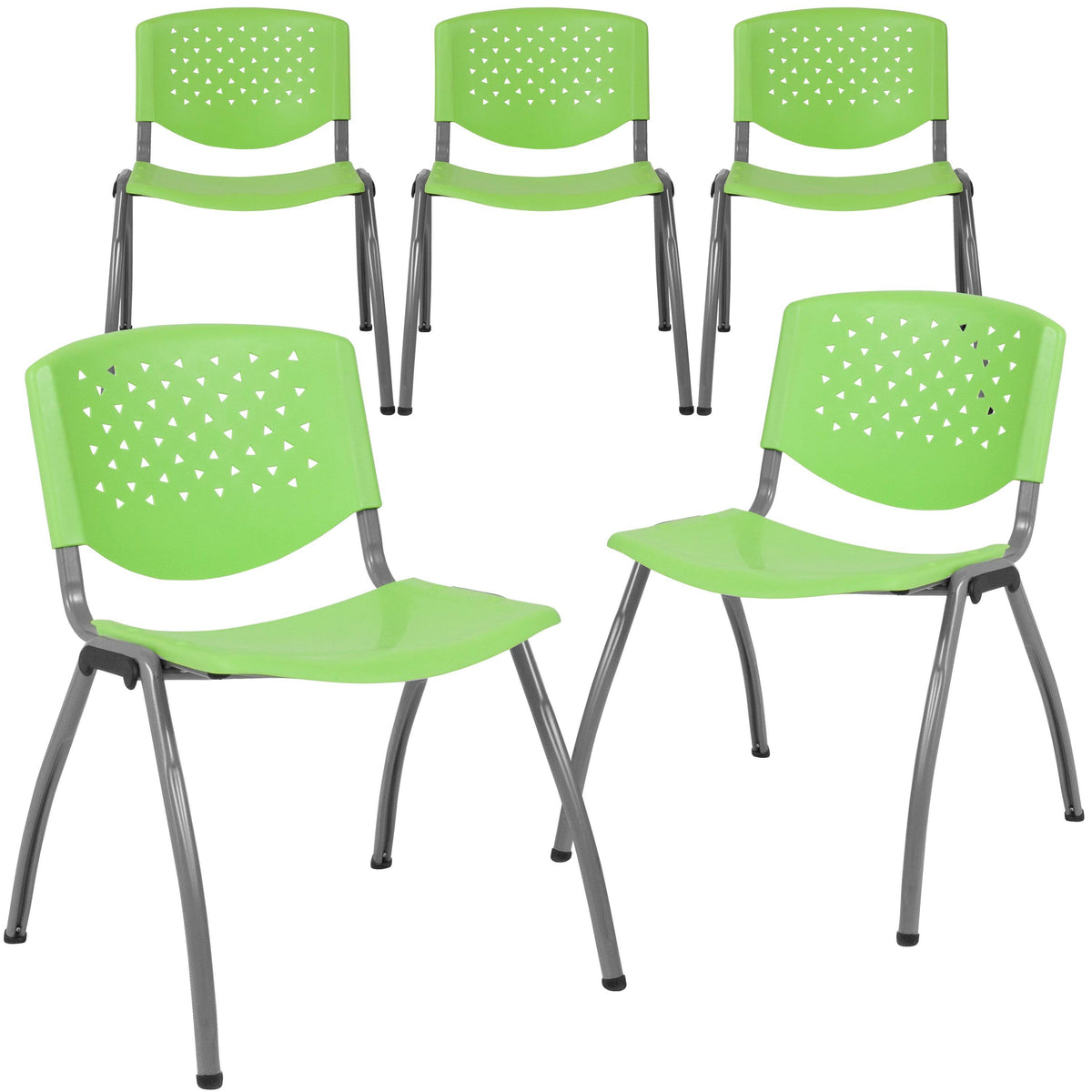Orange Plastic Stack Chair with Titanium Frame D59971
