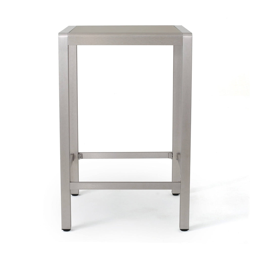 Square Aluminum Bar Table with Glass Top I49367