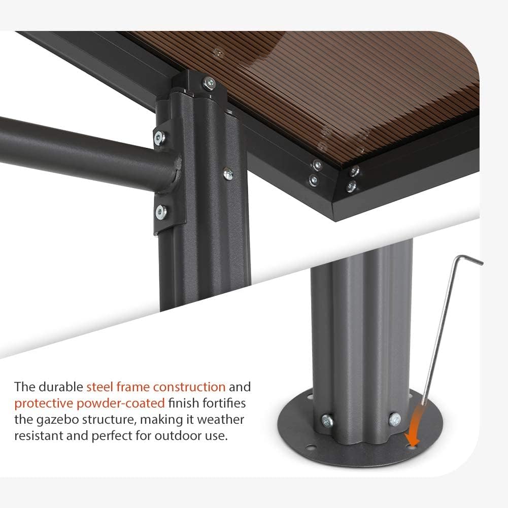 8'x5' Steel Frame Double-Tier Polycarbonate Top Grill Gazebo D384