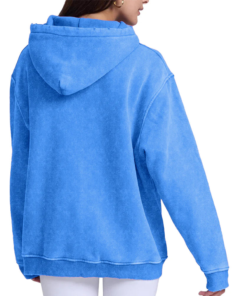 Oversized Acid Wash Hoodie Pullover V3984