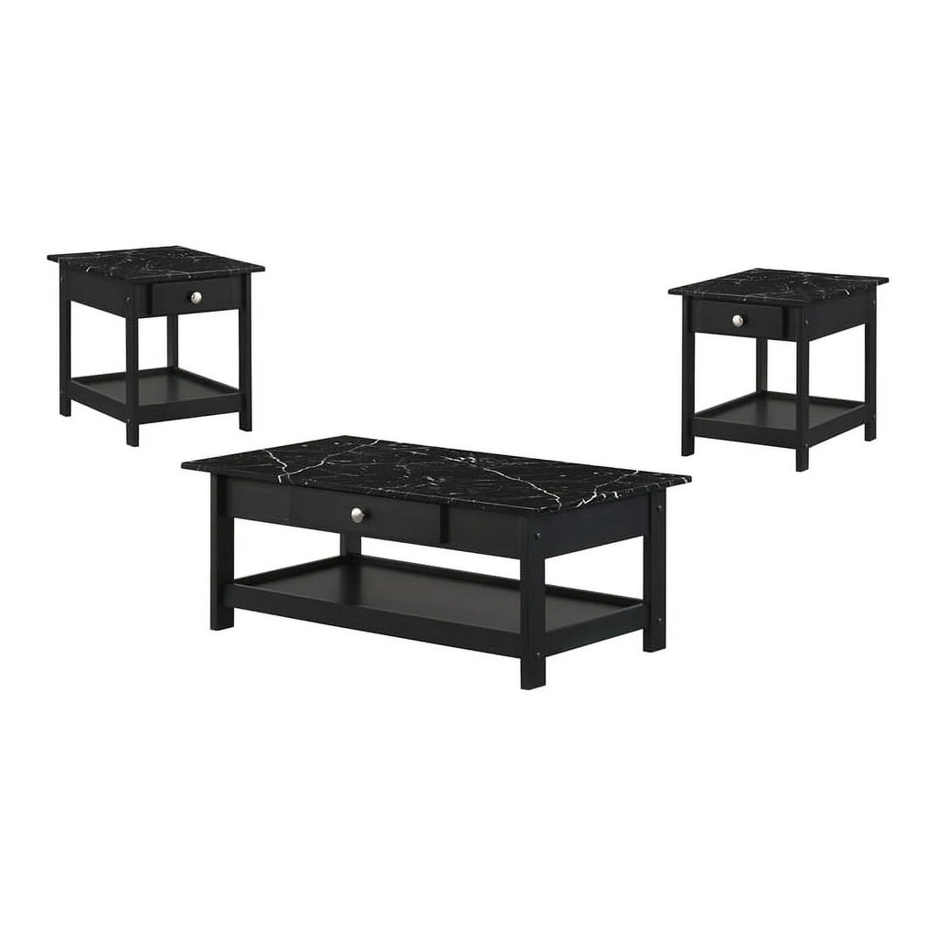 Black Wood 3-Piece Coffee Table Set Y141074