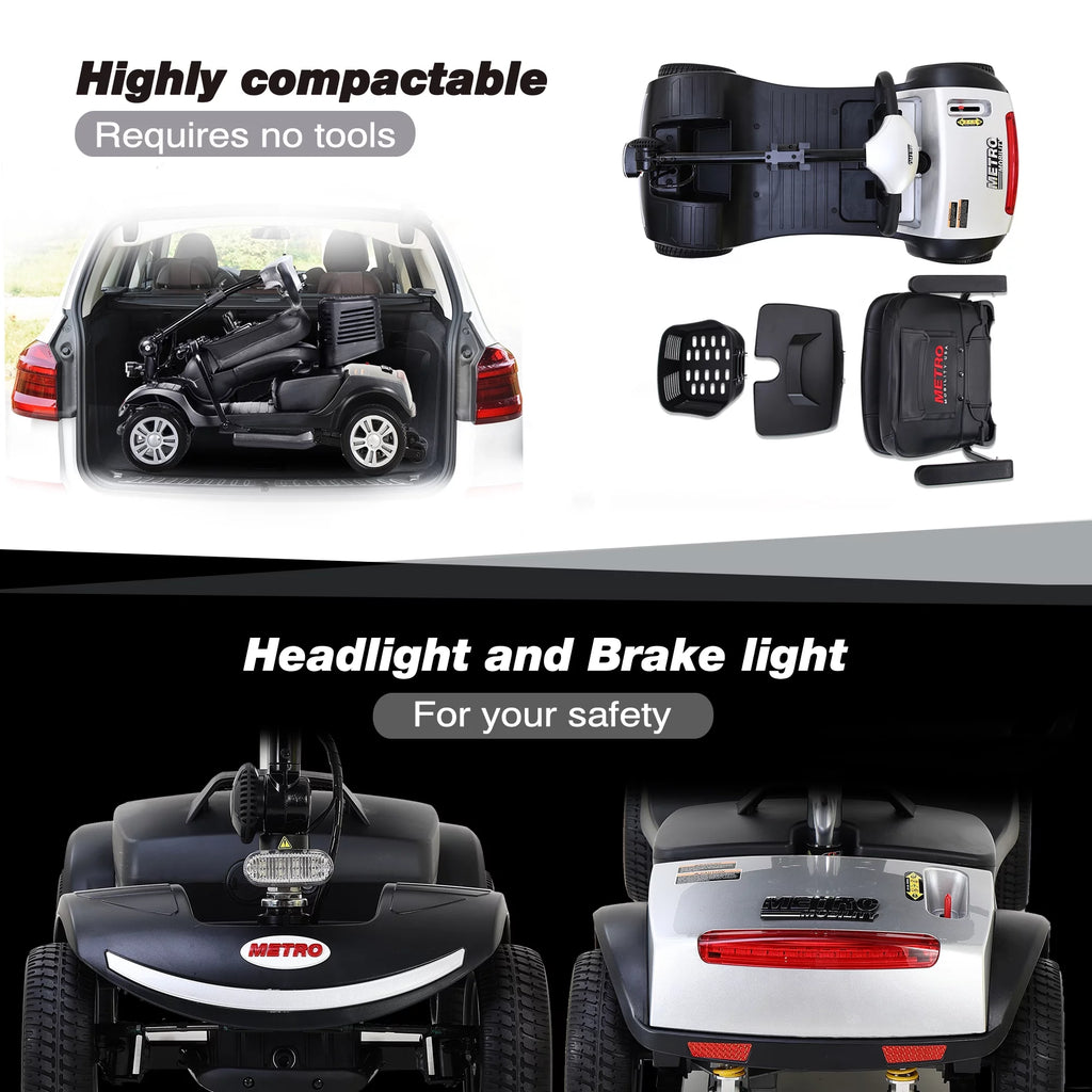 4-Wheel Mobility Scooter with Detachable Basket, Silver C24867