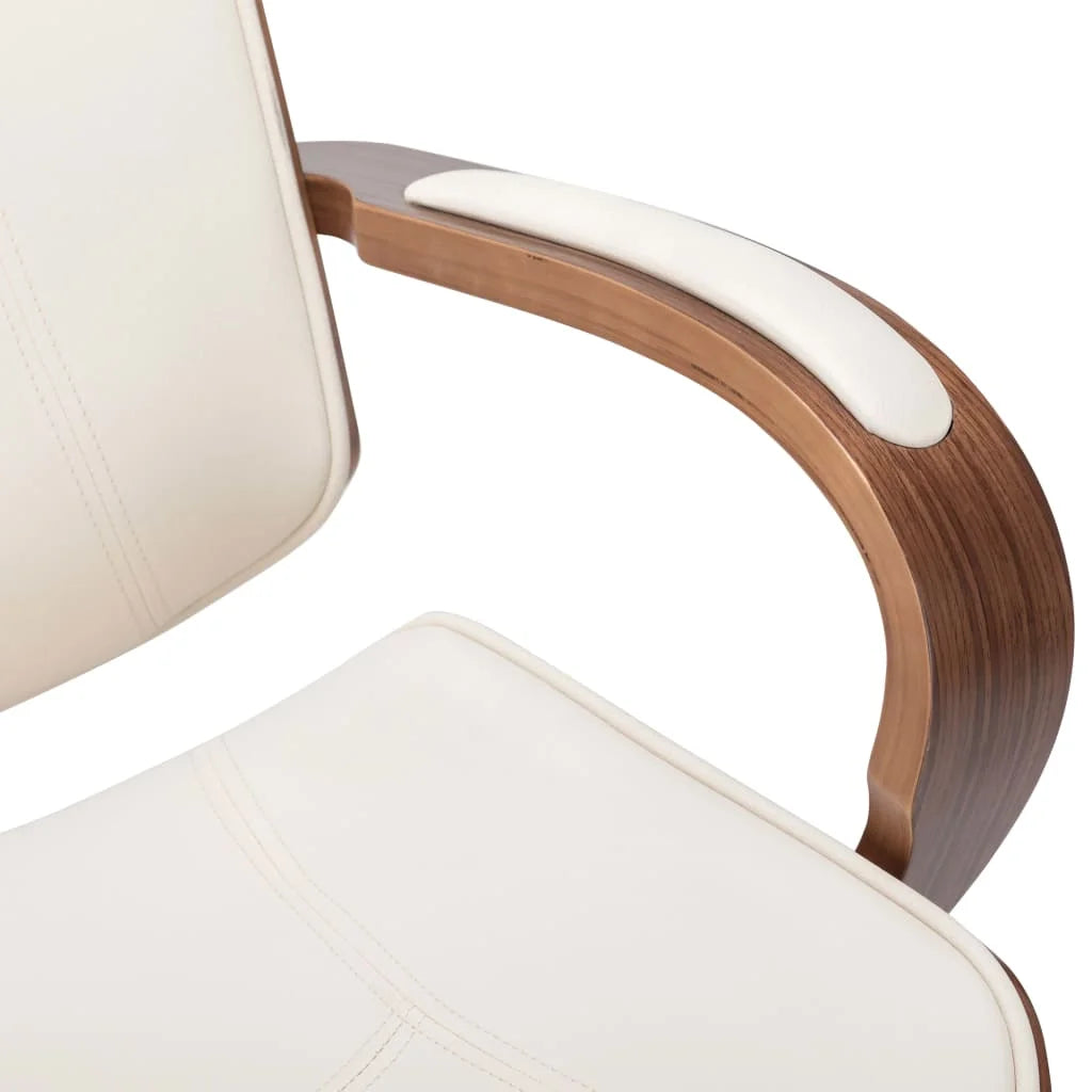 Cream Faux Leather Bentwood Swivel Office Chair D836840