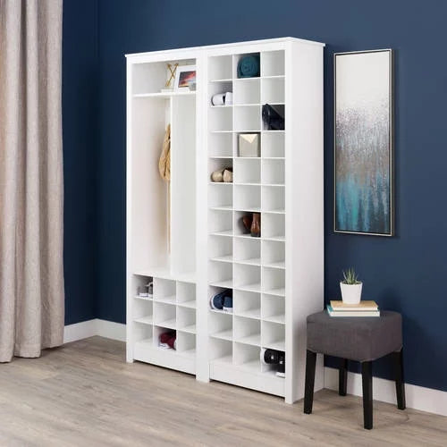 White Shoe Storage Cabinet with Cubbies for 36 Pairs D18995