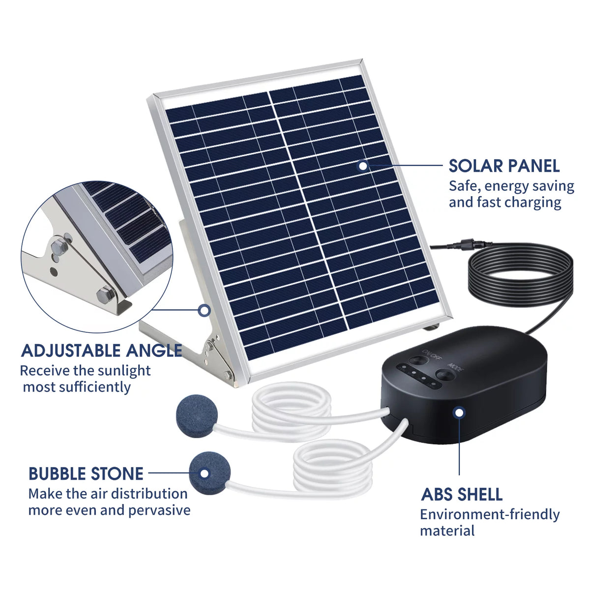 10W Solar Pump Aquarium Aerator with Air Stone Bracket K16234