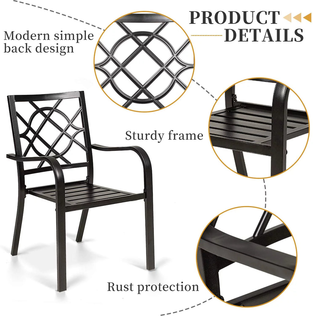 7-Piece Outdoor Patio Dining Set with Stackable Metal Chairs and Rectangular Table A24196