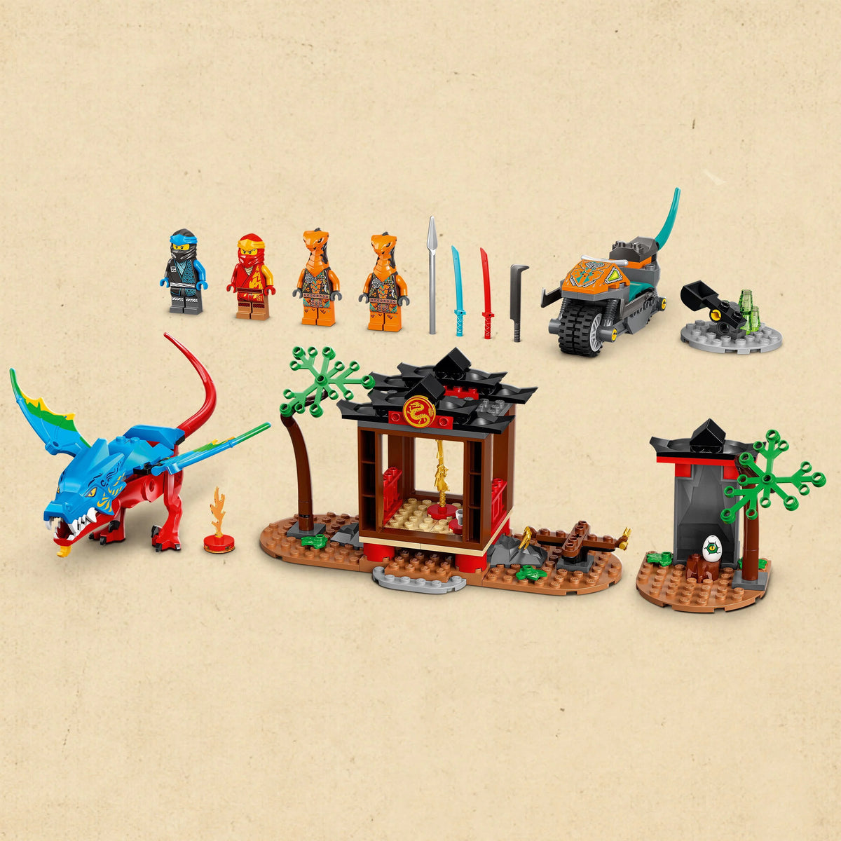 Ninja Dragon Temple Set with Toy Motorcycle and Minifigures Z3788