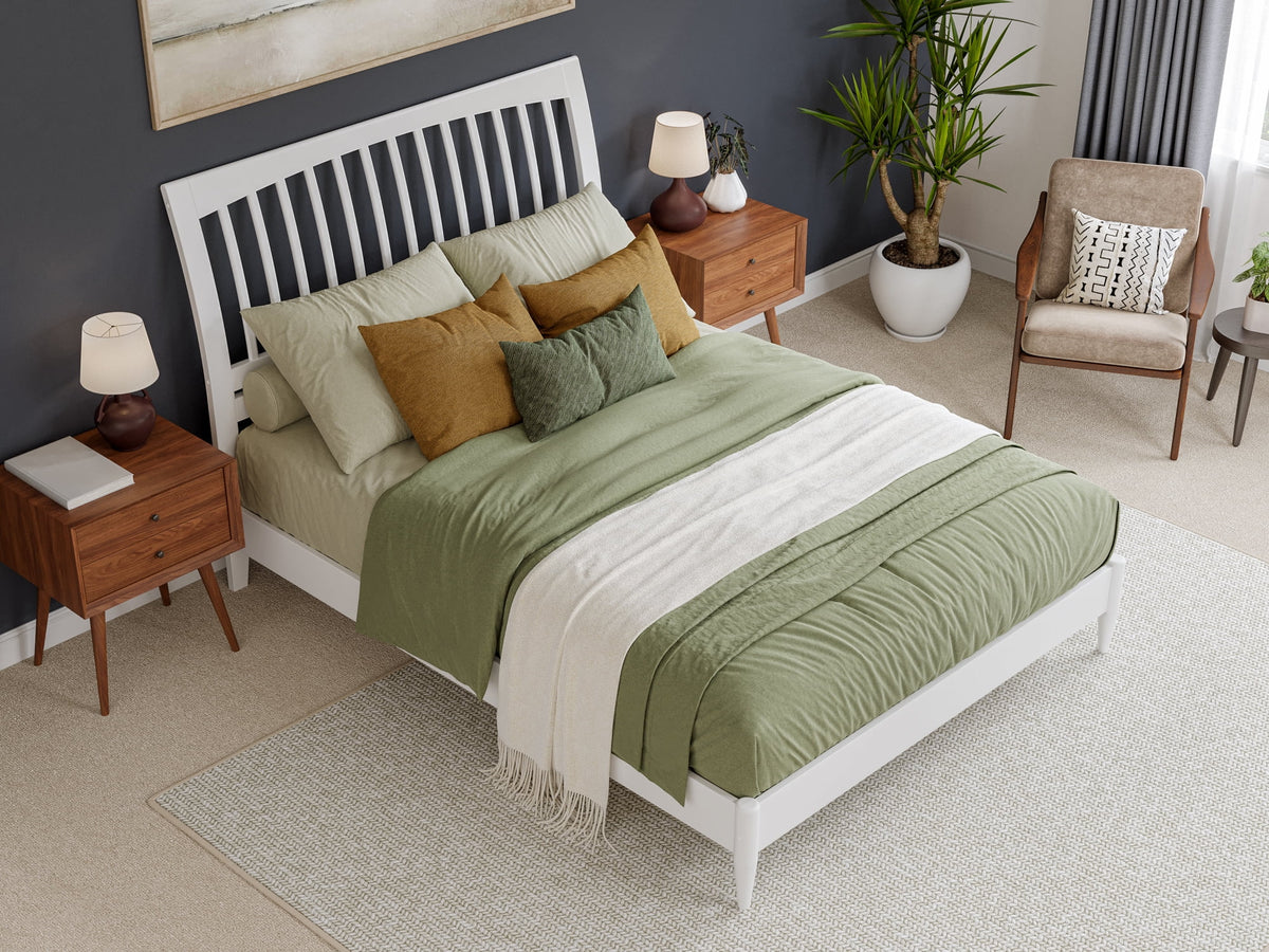 Queen Solid Wood Sleigh Platform Bed U9736