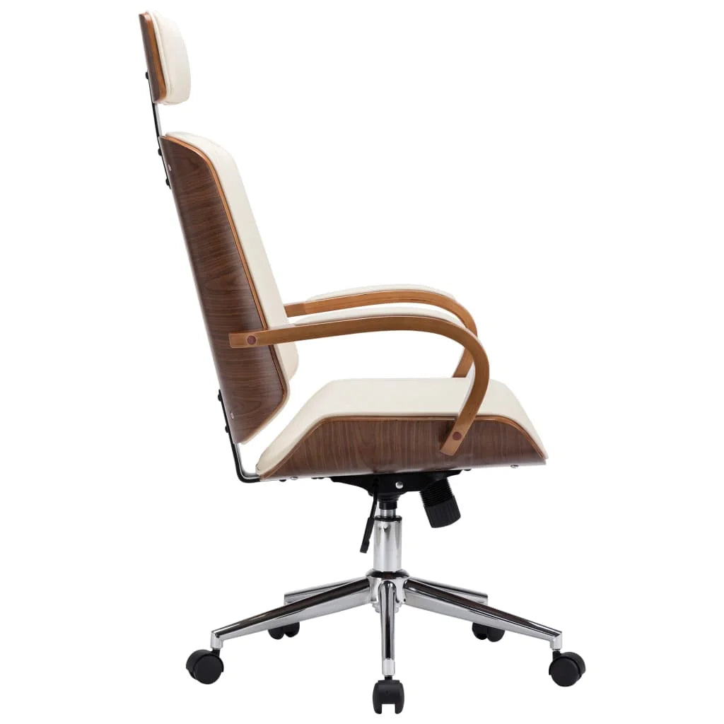 Cream Faux Leather Bentwood Swivel Office Chair D836840
