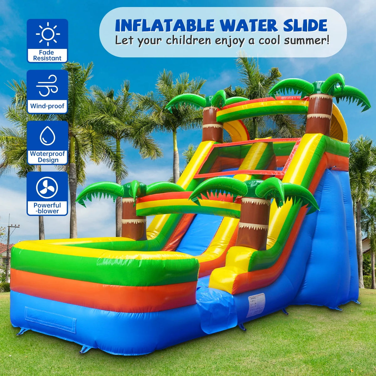 21 ft Inflatable Water Slide with Air Blower Y95691