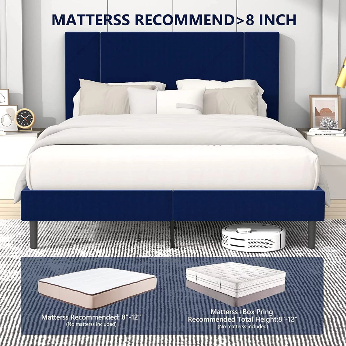 Queen Velvet Upholstered Bed Frame H76719